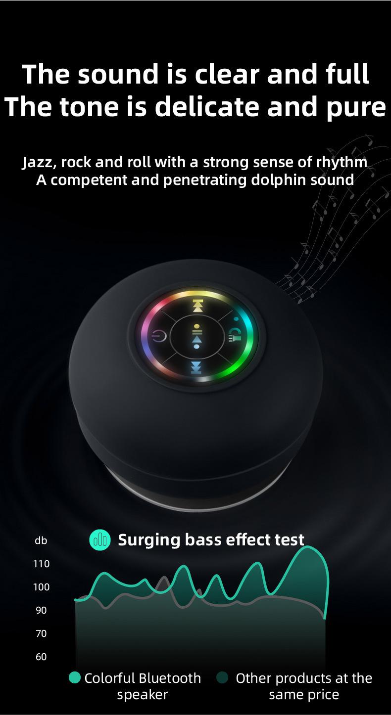 Loa răng xanh mini Loa phòng tắm không thấm nước Loa vòi hoa sen không dây Máy nghe nhạc hấp phụ mạnh cho xe hơi Hồ bơi ngoài trời Màu sắc: Đen