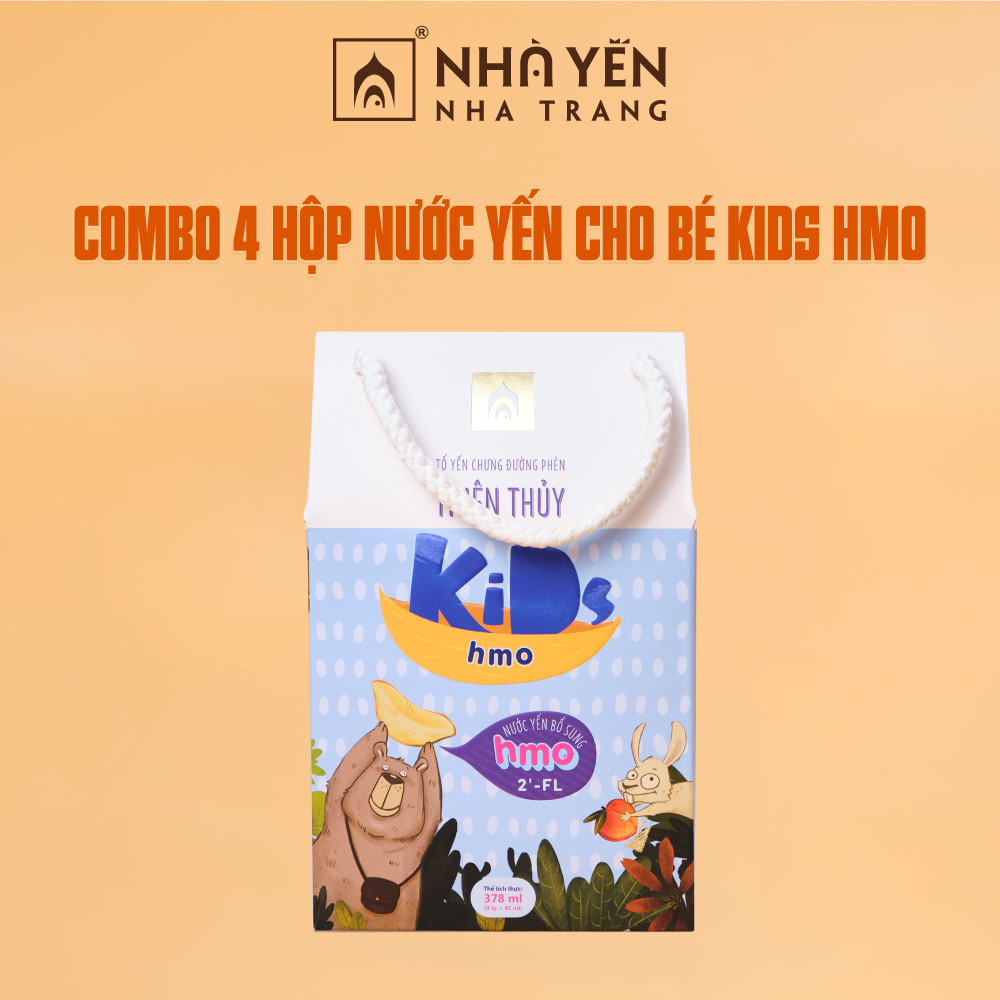 COMBO 4 hộp Nước yến cho bé Thiên Thủy Kids HMO - Nhà Yến Nha Trang - Yến sào cho trẻ em - Nước yến sào cao cấp - Tổ yến chưng đường phèn cao cấp