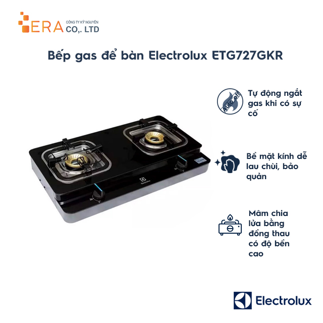 Bếp ga đôi Electrolux ETG727GKR - Hàng Chính Hãng