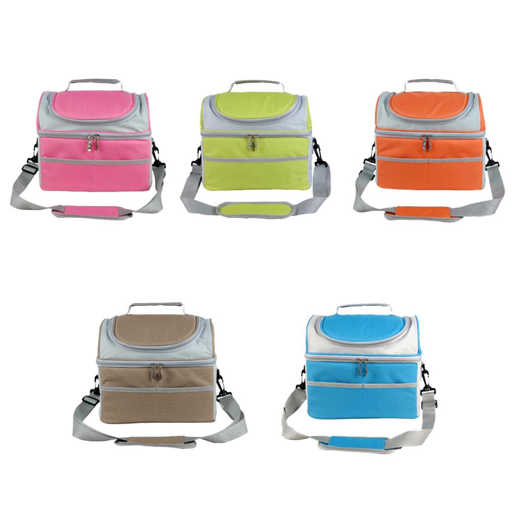 Insulated Thermal Bag 2-layer Picnic Lunch Box Portable Cooler Tote Khaki