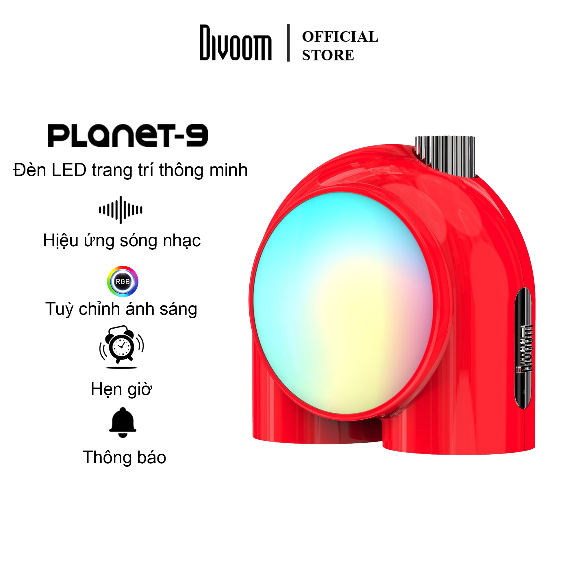 Đèn LED trang trí để bàn không dây thông minh Divoom Planet-9 16M màu LED RGB tuỳ chỉnh, tích hợp Micro - HÀNG CHÍNH HÃNG