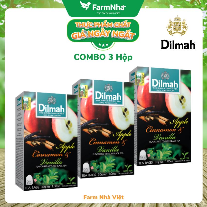 Trà Dilmah Apple Cinnamon & Vanilla Hương Táo Quế & Vanilla 30g 20 túi x 1.5gr - Tinh hoa trà Sri Lanka