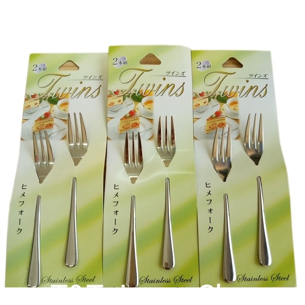 Set 2 nĩa ăn inox Twins cỡ nhỏ 12cm nội địa Nhật Bản