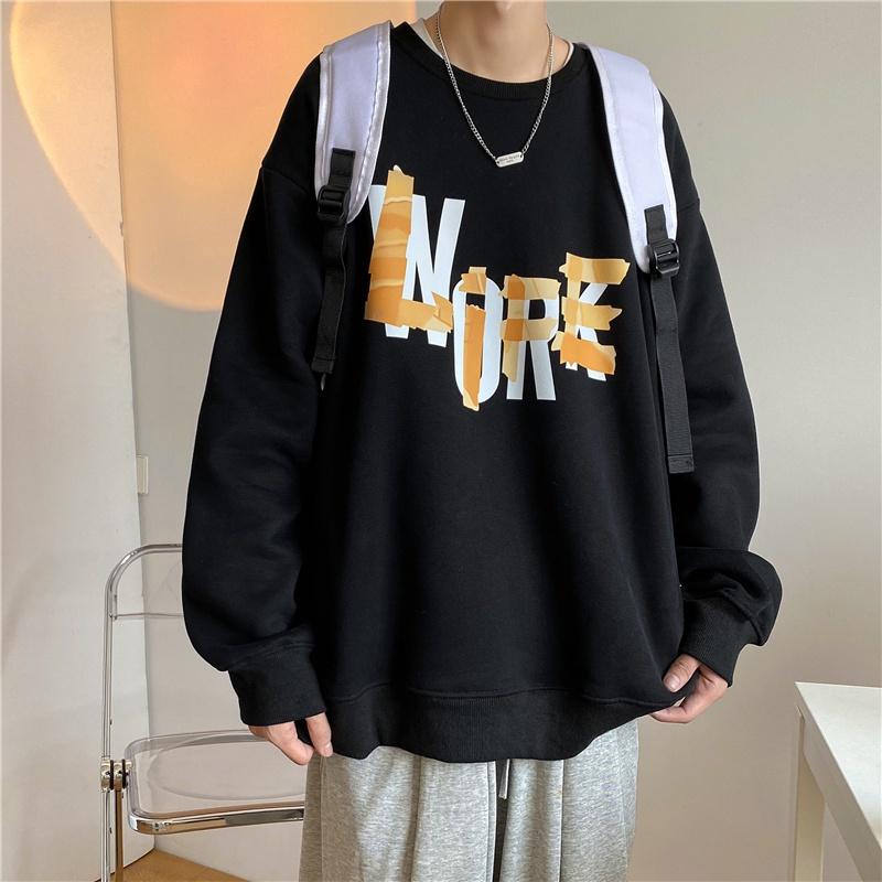 Round Neck Sweater Men's Spring and Autumn Style Korean Style Trend of Letter Printing Pullover Coat Loose Lazy Wind Upper Clothes