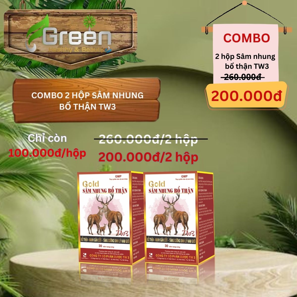 Combo 2 Hộp Sâm Nhung Bổ Thận TW3