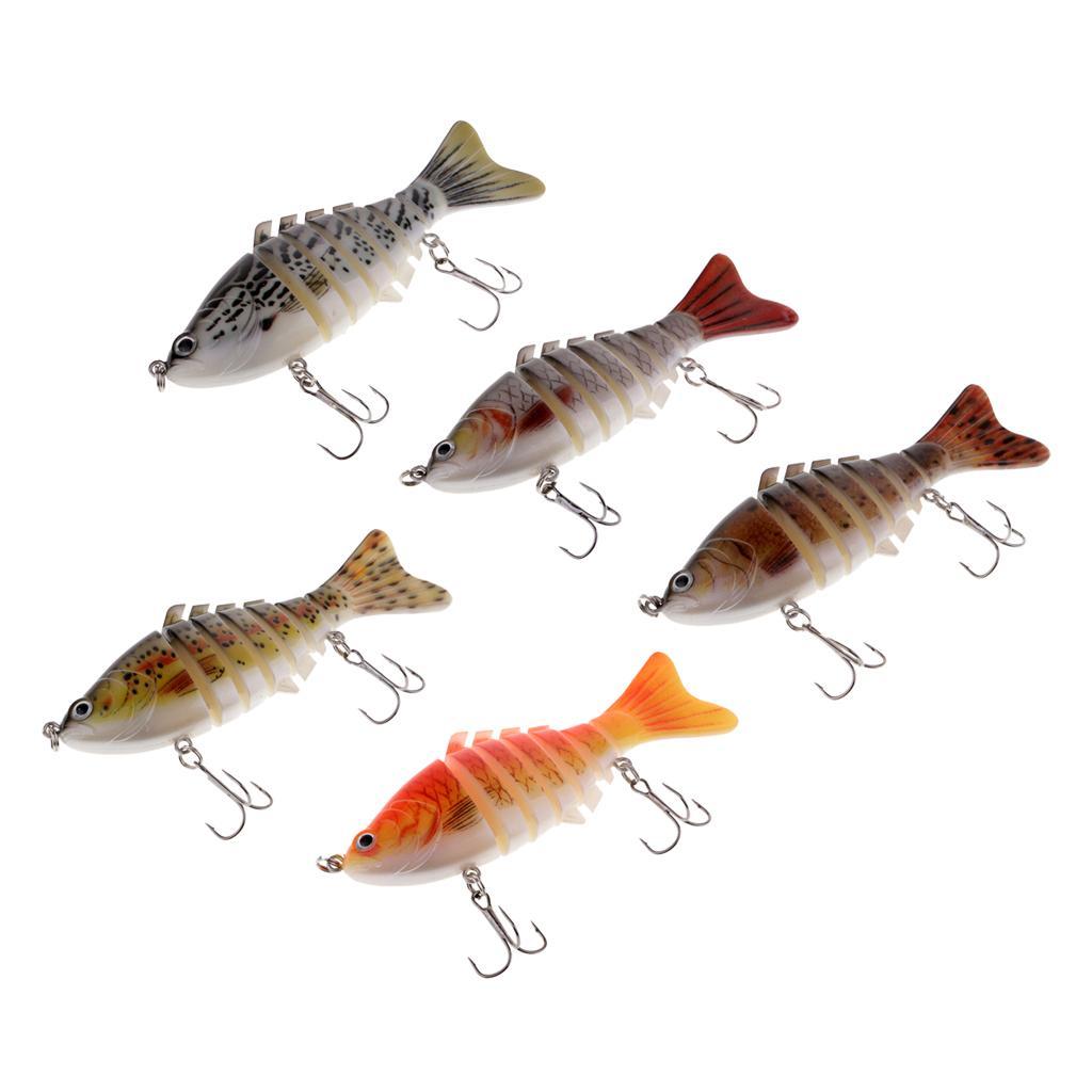 Multi Sections 7 Segments Fishing Lure Treble Hook 3D Eyes Hard Baits