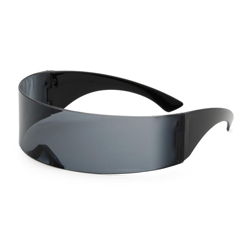 Hình ảnh Futuristic Slim Cyclops Màu bạc Thấu kính tráng gương Visor Sunglasses Fancy Dress Costume