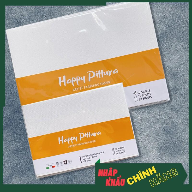 Giấy vẽ HAPPY PITTURA 250gsm - Tệp 10 tờ / giấy vẽ màu nước, vẽ chì, Vẽ marker