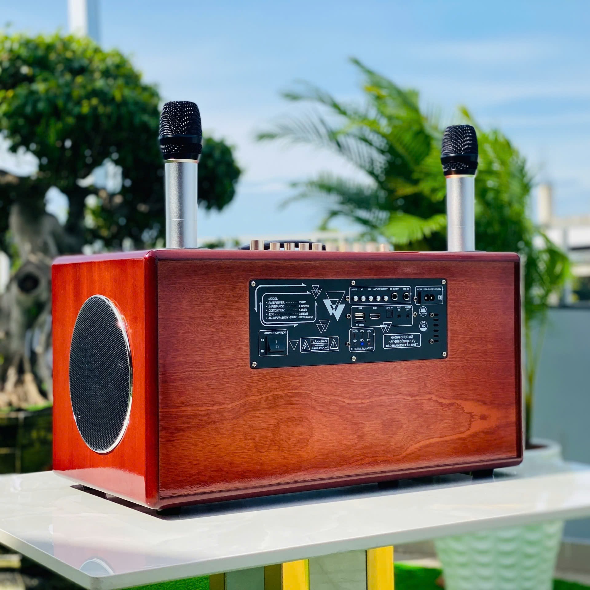 Loa Xách Tay Sang Trọng Full Gỗ MTMAX DK88 PLUS Hệ Thống 6 Loa Âm Thanh Đa Chiều Bass20 Đôi Công Suất 500W Công Nghệ Bass Boost Nghe Nhạc Căng Ấm, Tiếng Lên Siêu Rõ Đi Kèm Cặp Micro Hát Nhẹ Vang Sâu, Hàng Chính Hãng