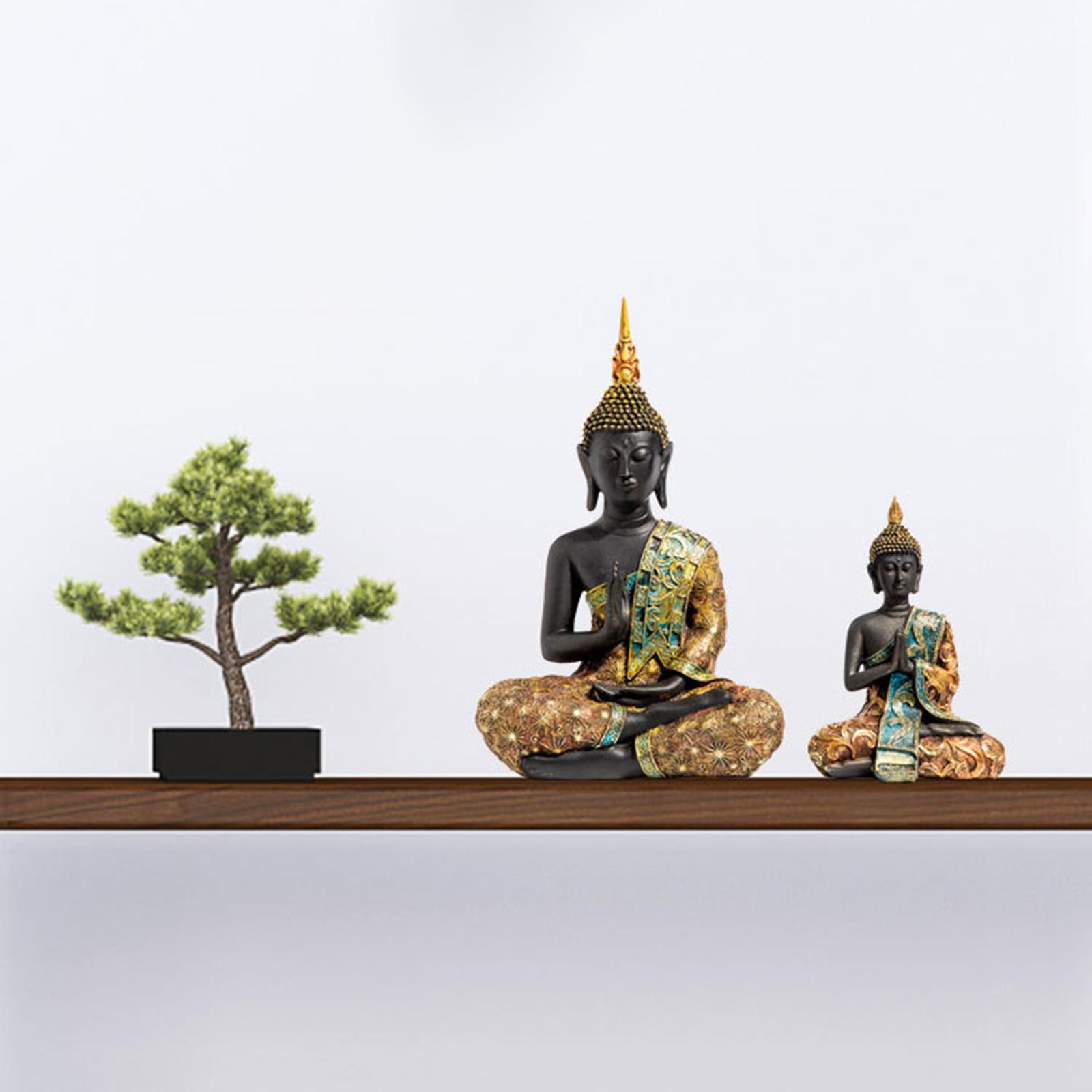 Buddha Statue Meditating Buddha Decorative Figurine Thai Shakyamuni Sitting Statue Desktop Living Room Office Yoga Zen Decoration Collectibles
