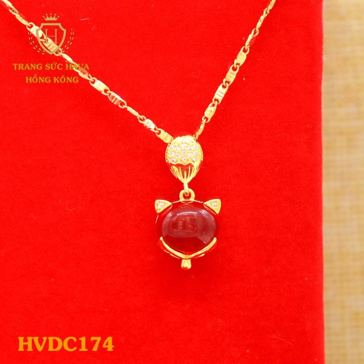 Dây Chuyền, Vòng Cổ Nữ Mặt Hồ Ly Đính Đá Màu Đỏ Xi Mạ Vàng Non Cao Cấp - Trang Sức Hava Hong Kong - HVDC174