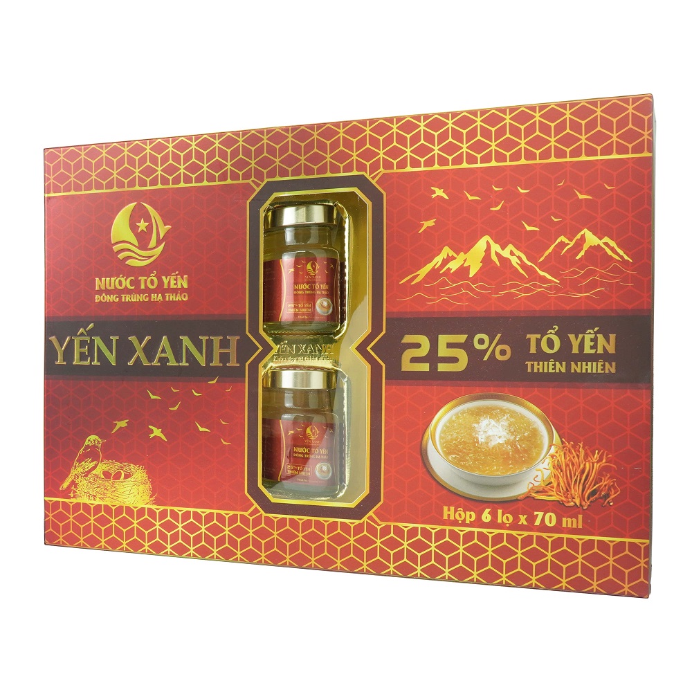 TỔ YẾN CHƯNG ĐÔNG TRÙNG HẠ THẢO - YẾN XANH - HỘP 6 LỌ