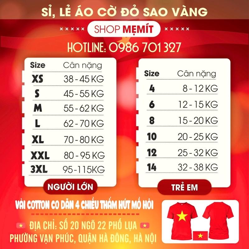 ÁO CỜ ĐỎ SAO VÀNG NGƯỜI LỚN, TRẺ EM ( Hàng Cotton chuẩn)