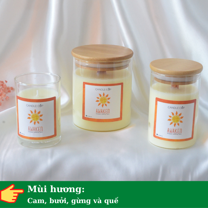 Nến thơm phòng AGAYA candle Cup hương cam, bưởi, gừng và quế - Mùi AWAKEN