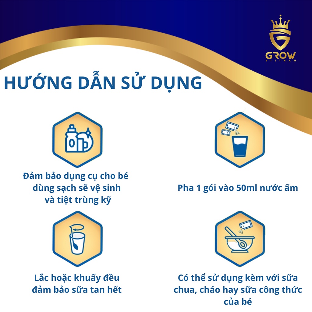 Combo 3 hộp sữa non Grow Colostrum Hộp 20 gói x 10g giúp bé phát triển chiều cao trí não, bổ sung dinh dưỡng khoáng chất