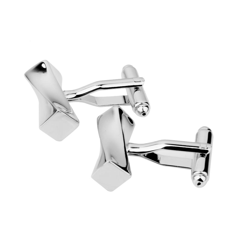 1 Pair Fashion Mens Groom Shirt Twist Cuff Links Wedding Jewelry Silver Gift