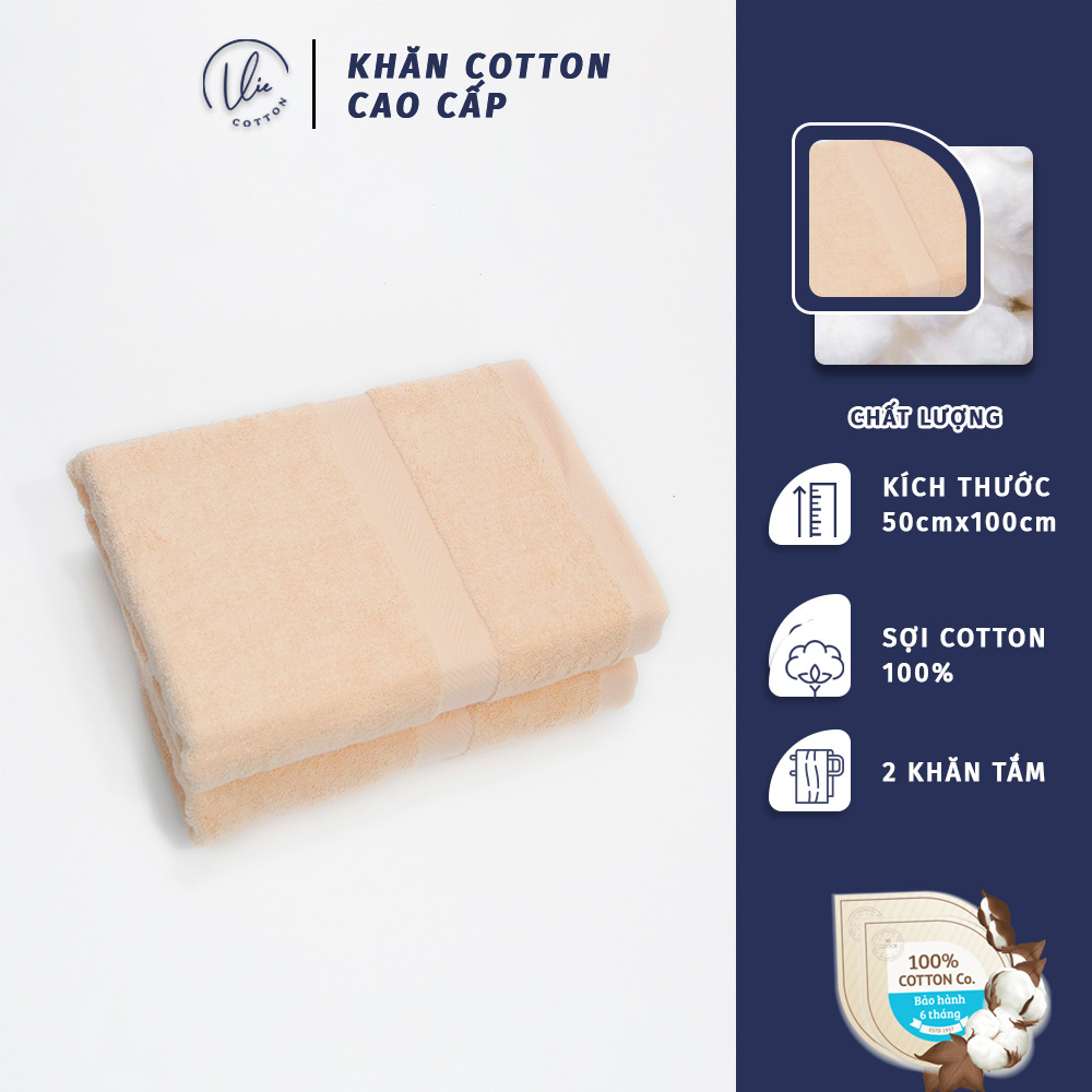 Set 2 Khăn Tắm Cao Cấp VieCotton 100% Cotton Siêu Dày Siêu Mềm Mịn Thấm Hút Cam Kết Giao Đúng Màu - HNC50