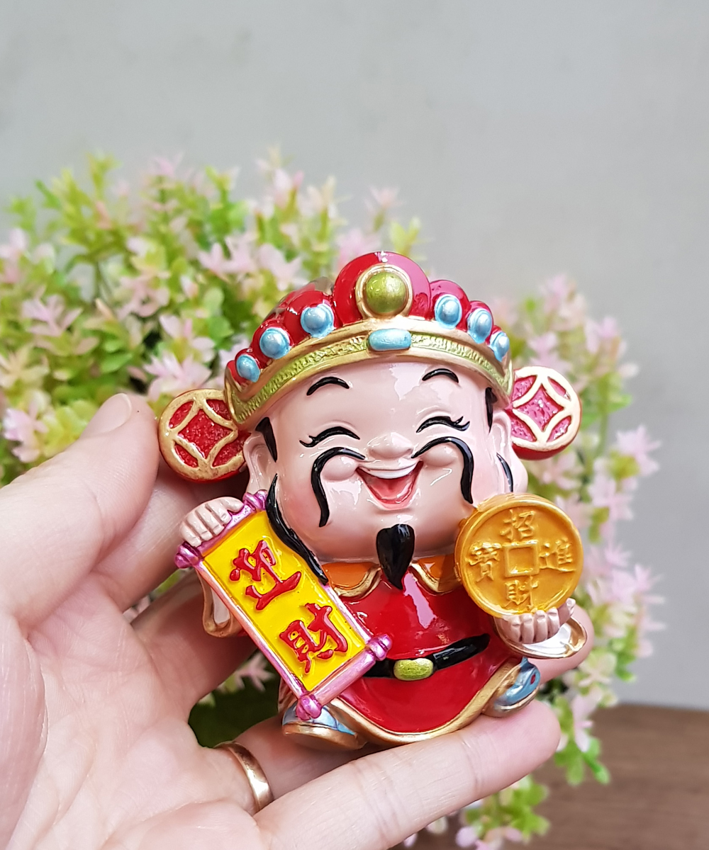 Bộ 03 tượng chibi Thần Tài may mắn 7cm - Chiêu Tài - Hút Lộc - Phú Quý Bình An