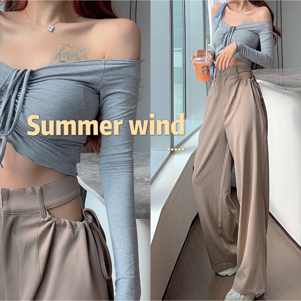 Quần culottes dáng dài khoét hông