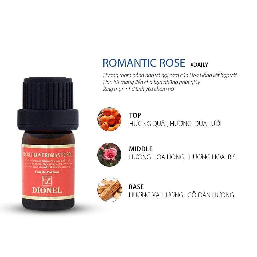 Nước Hoa V.ùng K.ín Dionel Secret Love Romantic Rose Inner Perfume Hương Hoa Hồng Lãng Mạn 5ml - Rose