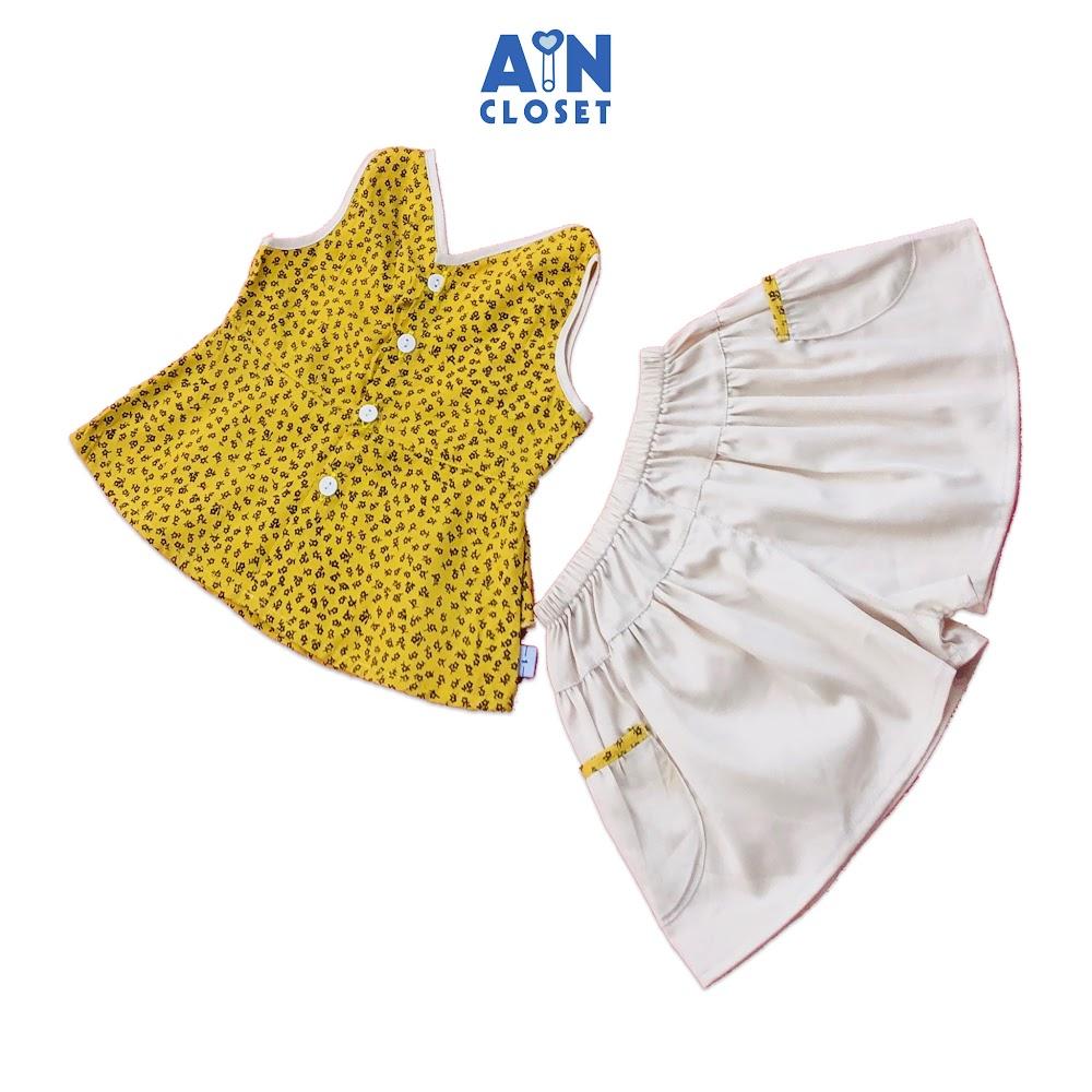 Bộ quần áo ngắn bé gái Quần váy kem - Áo họa tiết nhí vàng - AICDBGU5GOXQ - AIN Closet