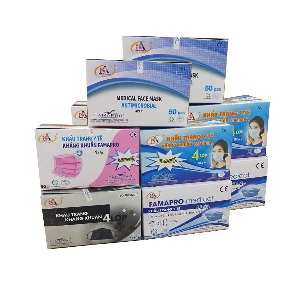 Combo 10 hộp khẩu trang y tế 4 lớp Nam Anh (Hộp 50 cái)