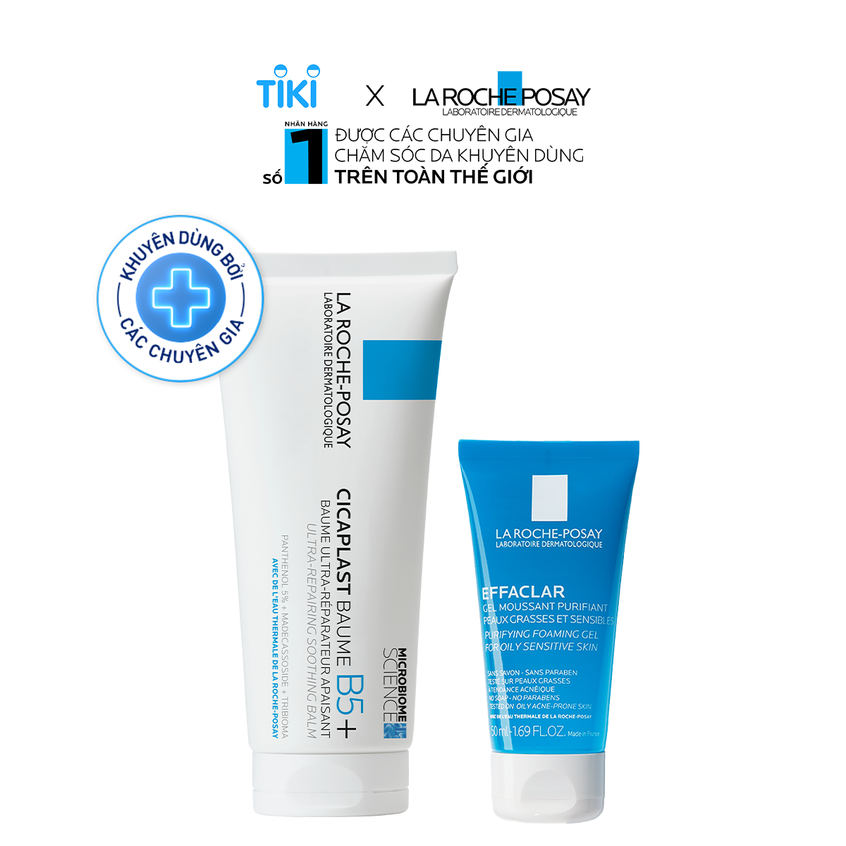 Bộ đôi làm sạch, làm dịu và phục hồi làn da đa công dụng La Roche-Posay Cicaplast Baume B5+ 100ml & 50ml