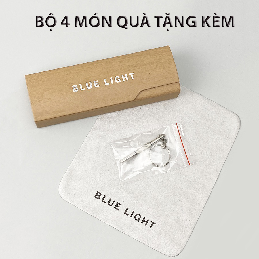 Kính Râm, Kính Mát Nam Nữ Cao Cấp, Mắt Tròn Gọng Nhựa Dày Cứng Cáp, Đen, Cam Trong Suốt - BLUE LIGHT