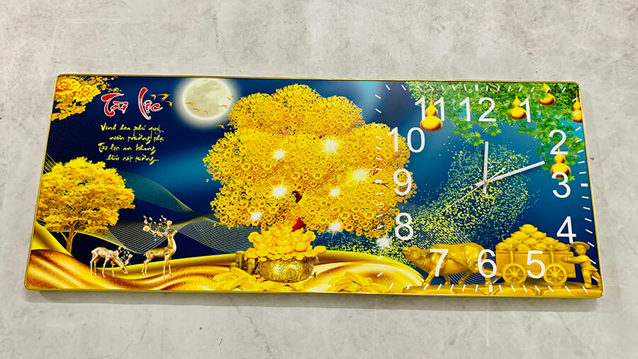 XẢ KHO TRANH ĐỒNG HỒ - TRANH ĐỒNG HỒ TRÁNG GƯƠNG CÂY KIM TIỀN TÀI LỘC (TẶNG KÈM ĐINH 3 CHÂN)
