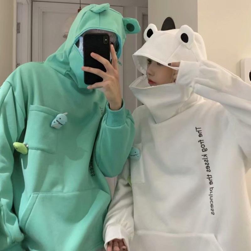 Áo Hoodie chất liệu nỉ nam nữ from rộng hình ếch đáng yêu