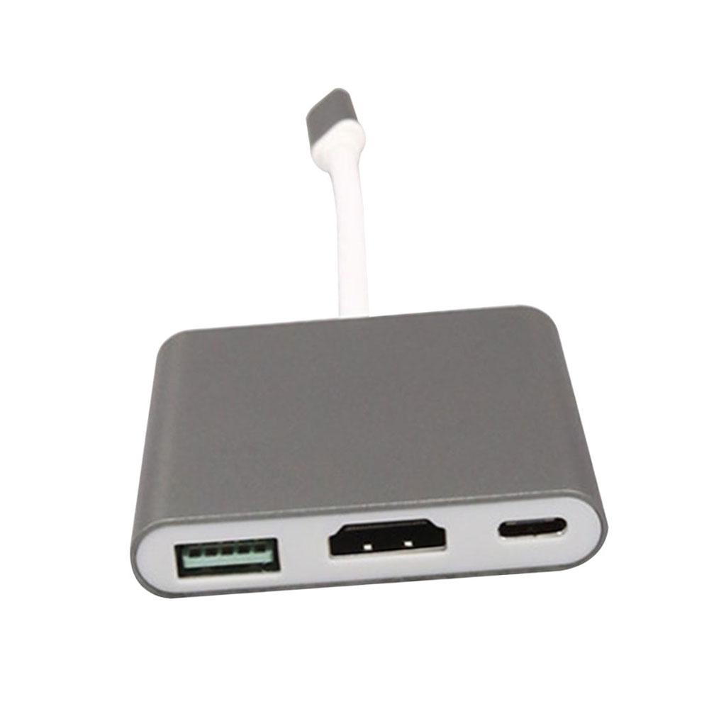 3 In 1 Hub USB C Type C to 4K HDMI USB 3.0 PD Adapter for Projector Gray