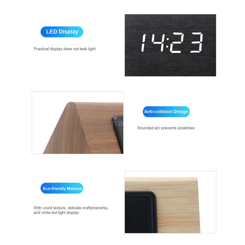 Đồng Hồ Báo Thức Kỹ Thuật Số 3 Mức Độ Sáng Điều Khiển Bằng Giọng Nói Tiện Dụng