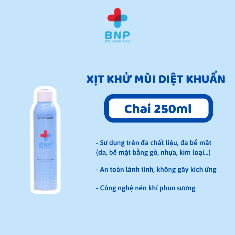 Nước rửa tay khô BNP chai 250ml - dạng xịt phun sương bao phủ bề mặt