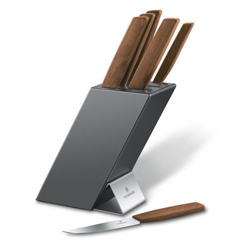 Bộ dao cán gỗ gồm 6 cái, bằng thép không gỉ, có bục chứa dao kèm theo 6.7185.6 - Phân phối hàng chính hãng Victorinox