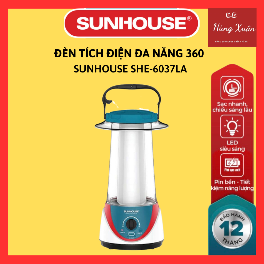 Đèn Tích Điện Đa Năng 360LED Sunhouse SHE-6037LA - Màu Ngẫu Nhiên - Chính Hãng