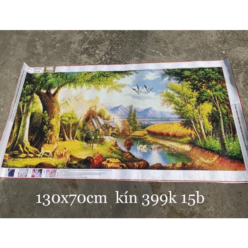 Tranh đính đá phong cảnh kín 130x70cm GTD2102