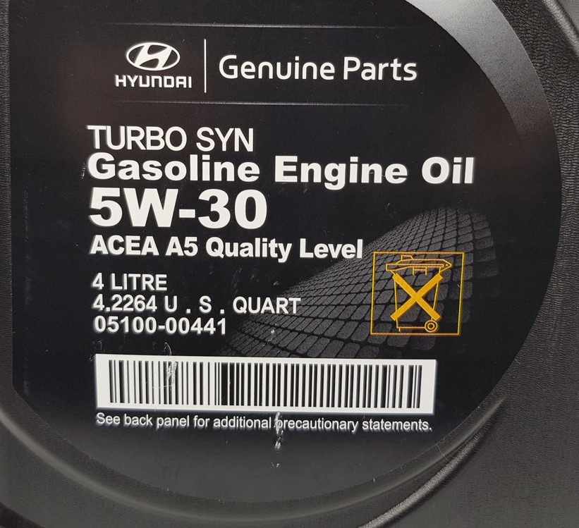 Dầu nhớt HYUNDAI - chính hãng phân phối - dùng cho xe ô tô máy xăng (ACEA A5 5W/30) (4L/can)