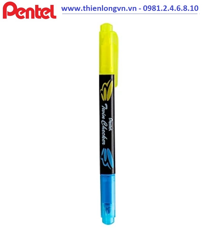 Bút nhớ dòng 2 đầu Pentel – SLW8 màu vàng - xanh biển