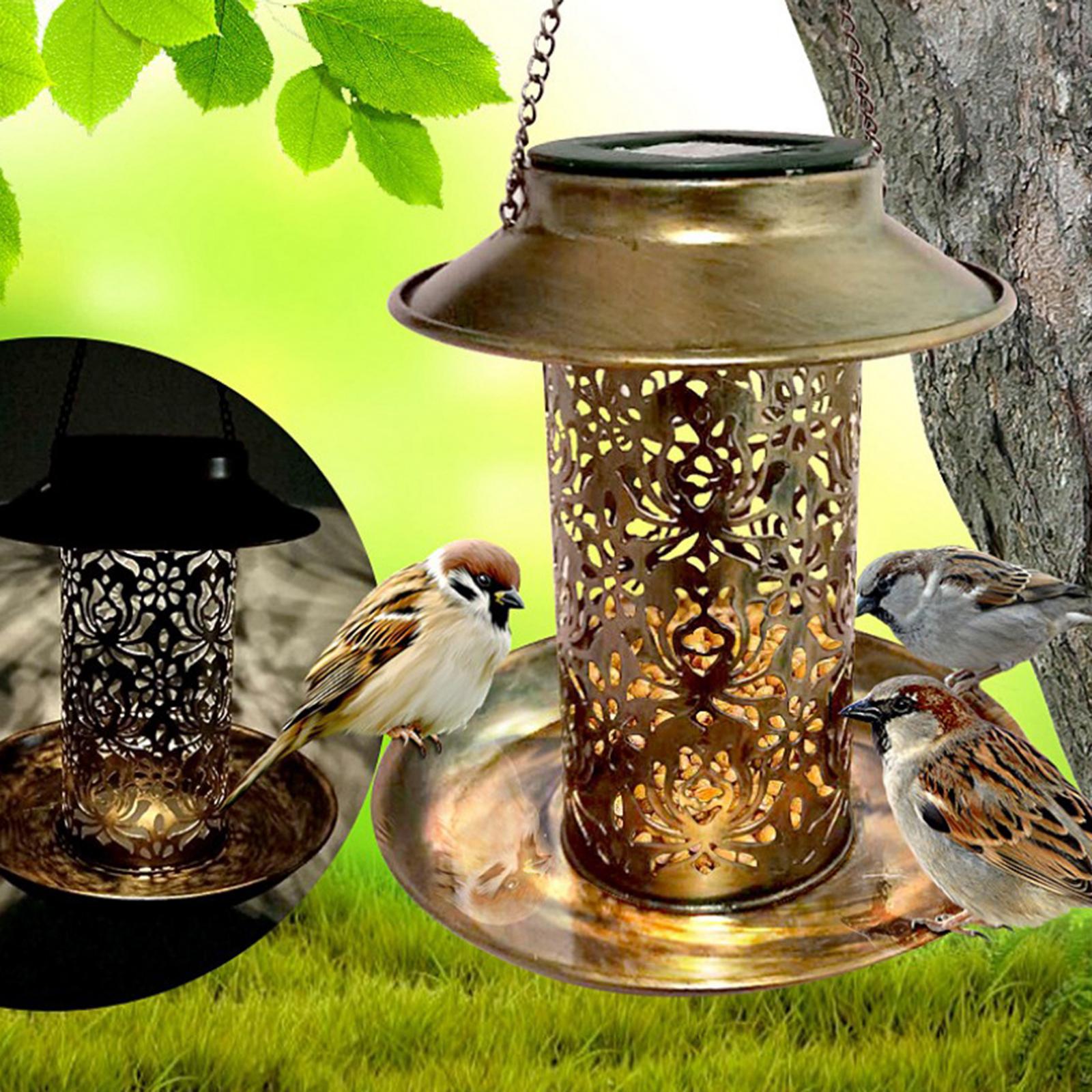 Solar Bird Hanging Feeder Outside Hanging Food Feeder Outdoor Solar Powered Garden Lantern Lights for Outdoors Garden