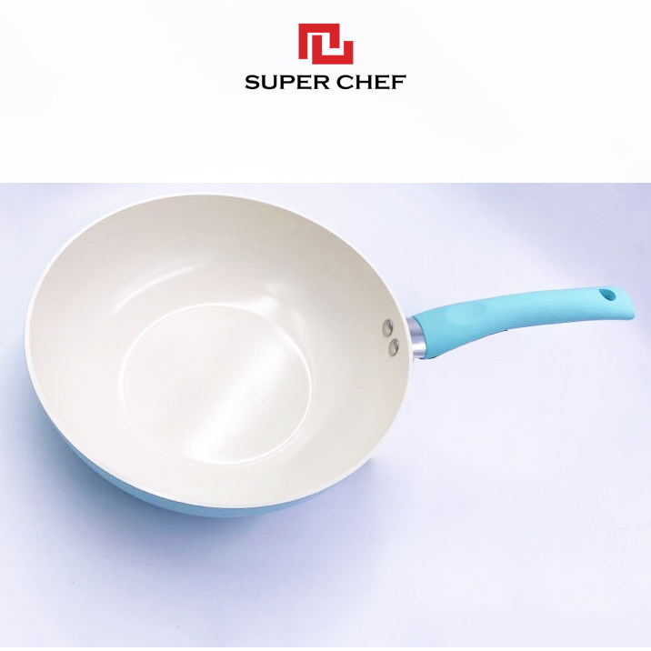 Chảo Xào Chống Dính Ceramic Đáy Từ Chef Blue Thiết Kế Vân Sóng Mới, Sang Trọng Đảm Bảo An Toàn Sức Khỏe, Siêu Bền Bỉ, Không Bong Tróc Size 24cm