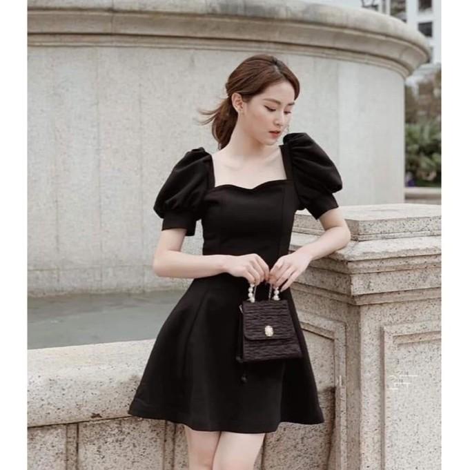 Váy Body Vai Bồng Tay Ngắn Cela Dress - Dáng Chữ A Cổ Vuông Chất Thun Cotton Mịn Đẹp - LH122