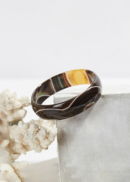Vòng tay mã não vàng nâu bản hẹ - Ngọc Qúy Gemstones