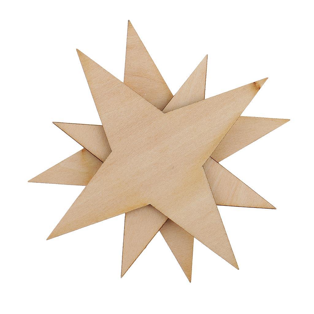 High Quality Blank 4 Point Star Shapes Rustic Wooden Embellishments DIY Wooden Name Card Unfinished Wood Plaque Sign DIY Decoration Wood Art Craft 10/20/30/40/50/60/70/90mm