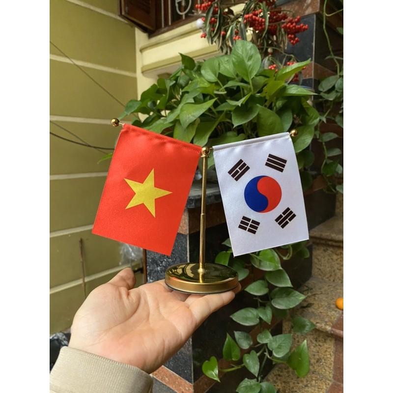 Cờ việt hàn mini trang trí xe oto