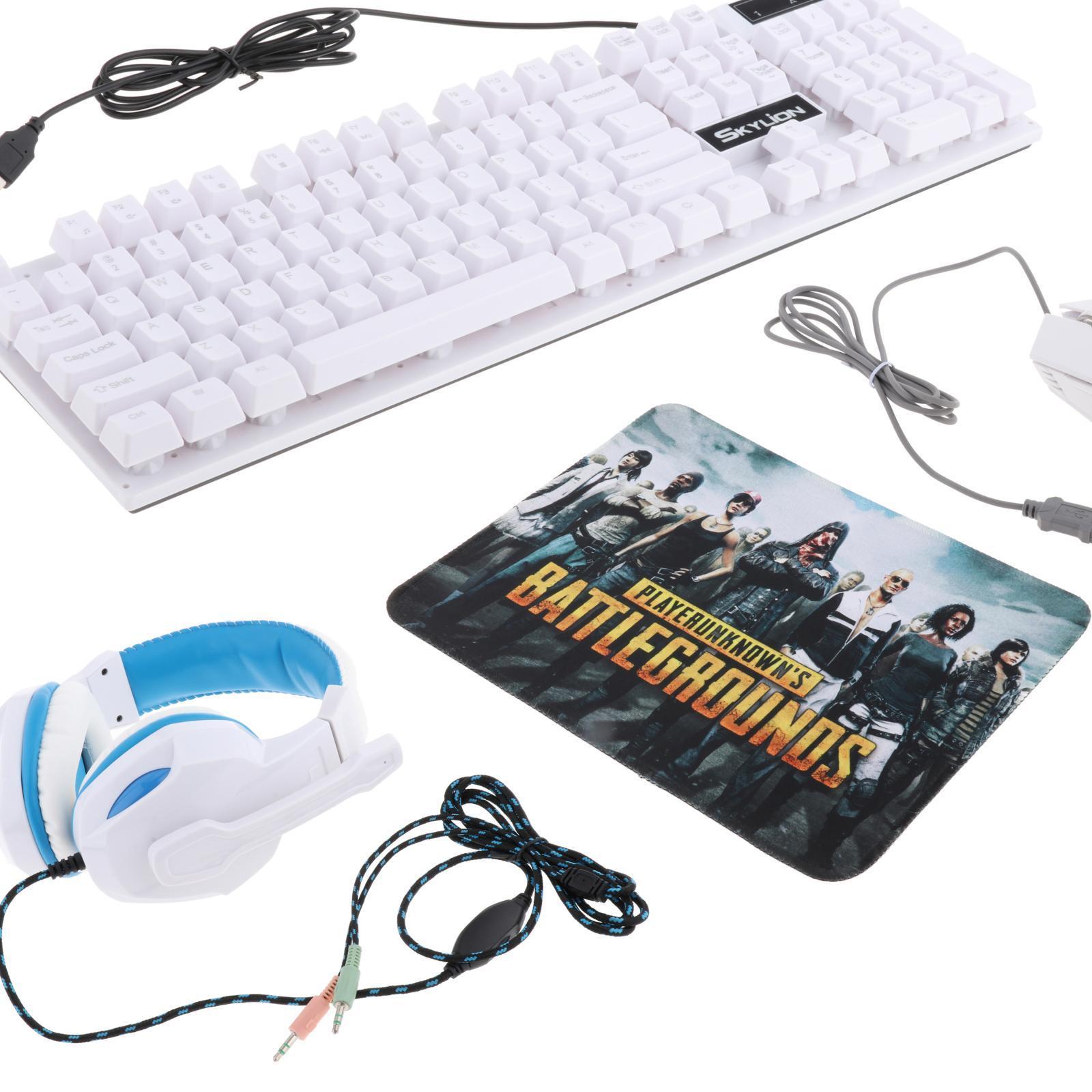 Gaming Keyboard Mouse Headset & Mouse Pad Kit ,Programmable Mouse, USB Keyboards ,Gaming Keyboard Combo, for Computer Desktop Gamer