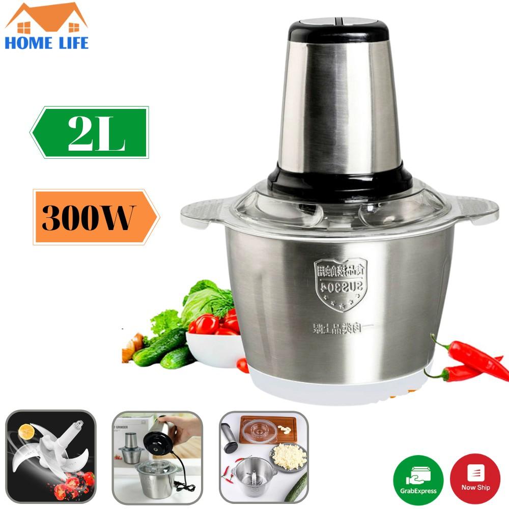 Máy Xay Thịt Đa Năng Cối INOX 2L Công Suất 250W - 2 Lưỡi Kép - Cối xay thực phẩm,tỏi ớt,rau củ tiện dụng