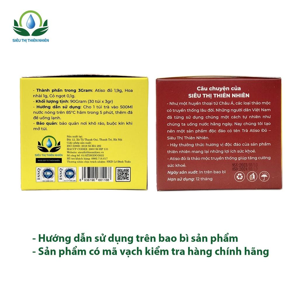 Trà Hoa Atiso đỏ hộp 30 Túi Lọc x 3Gram của Siêu Thị Thiên Nhiên thanh nhiệt mang lại giấc ngủ sâu hơn