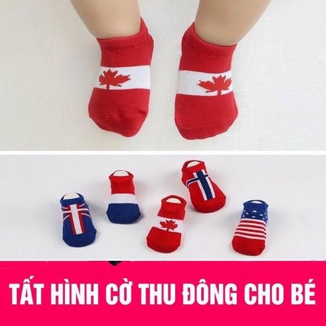 Tất cho bé set 3 đôi tất hình cờ nhiều nước cho bé từ 6 tháng đến 3 tuổi