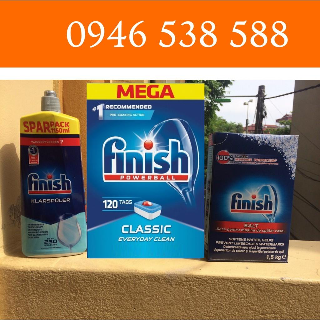 Combo Viên rửa bát Finish classic 110 viên + Muối Finish 1.2kg + Nước làm bóng finish 1150ml