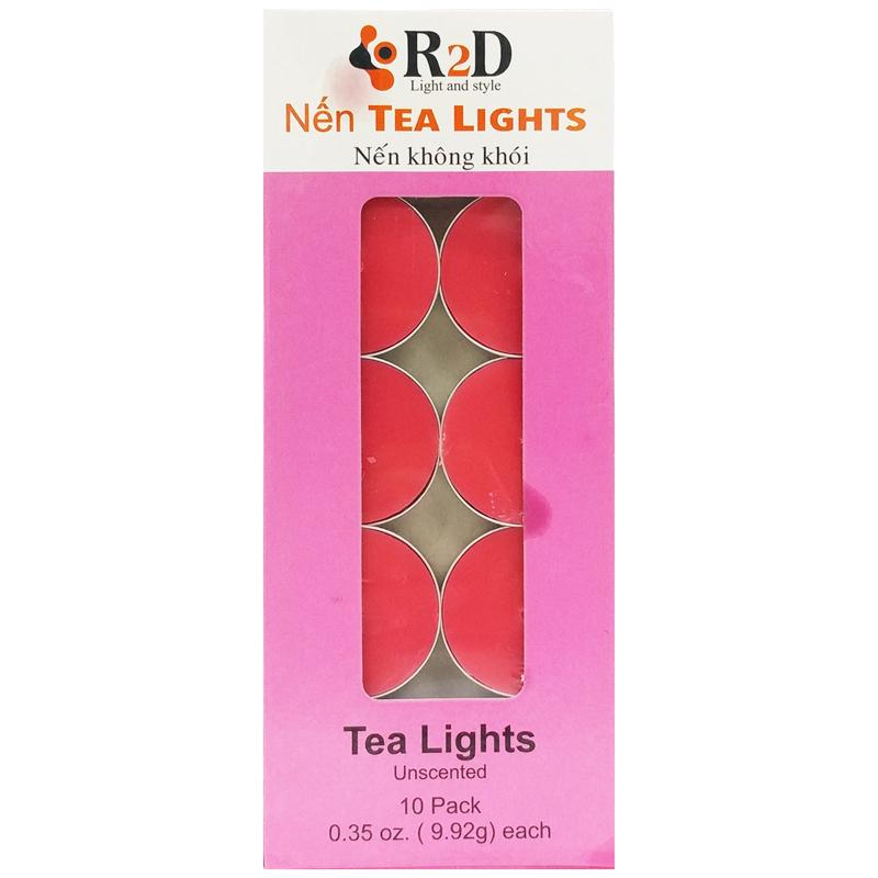 Hộp 10 Nến Không Khói Tealight Candle R2D - Màu Đỏ